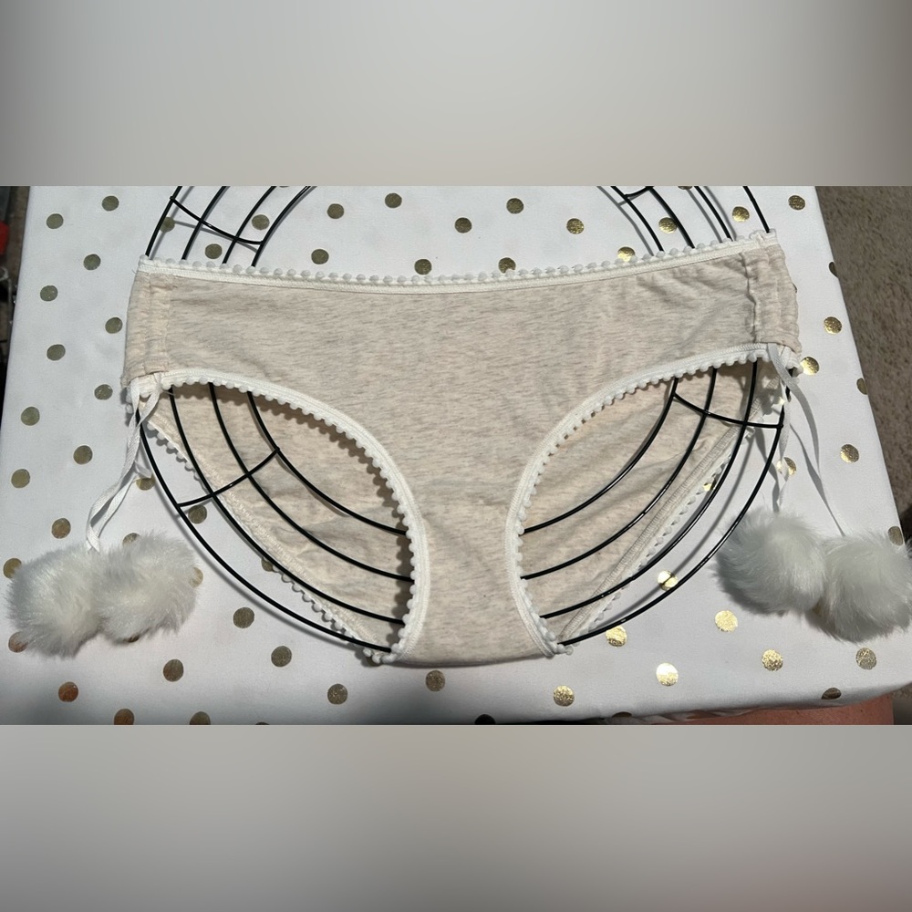 VS Cotton Chill the **** out furry tassles bikini panty. ADORABLE💕 Size Medium.